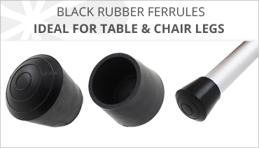 BLACK RUBBER FERRULES FOR TABLES & CHAIRS LEGS
